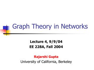 Graph Theory in Networks