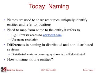 Today: Naming
