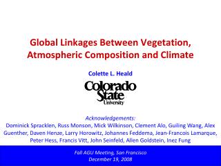 Global Linkages Between Vegetation, Atmospheric Composition and Climate