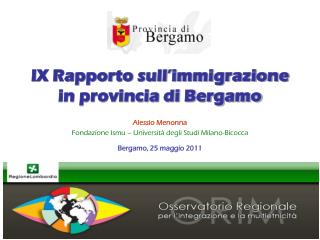 IX Rapporto sull’immigrazione in provincia di Bergamo