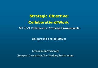 bror.salmelin@cec.eut European Commission, New Working Environments