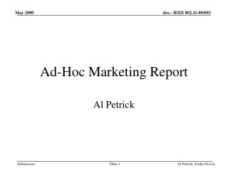Ad-Hoc Marketing Report