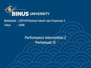 Performance Intervention 2 Pertemuan 13