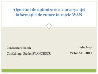 Algoritmi de optimizare a convergenței informației de rutare în rețele WAN