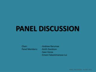 PANEL DISCUSSION