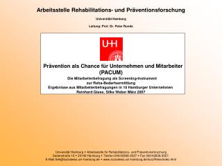 Arbeitsstelle Rehabilitations- und Präventionsforschung Universität Hamburg