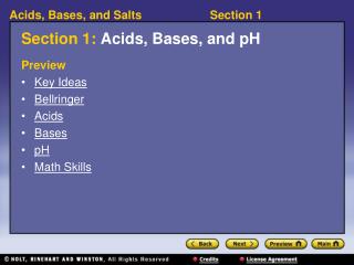 Section 1: Acids, Bases, and pH