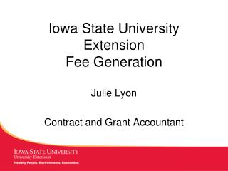 Iowa State University Extension Fee Generation