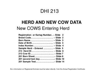 HERD AND NEW COW DATA