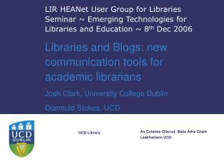 Libraries and Blogs: new communication tools for academic librarians