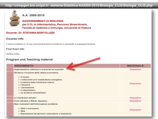 compgen.bio.unipd.it/~stefania/Didattica/AA2009-2010/ Biologia_CLIS /Biologia_CLIS.php