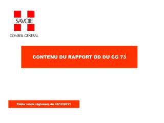 CONTENU DU RAPPORT DD DU CG 73