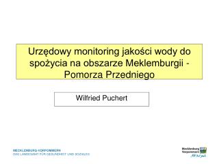 Urzędowy monitoring jakości wody do spożycia na obszarze Meklemburgii - Pomorza Przedniego