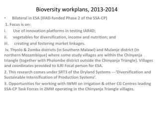 Bioversity workplans , 2013-2014
