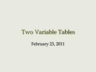 Two Variable Tables