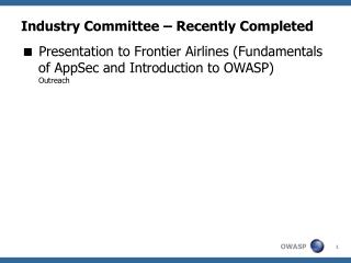 Industry Committee – Recently Completed