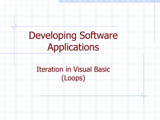 Developing Software Applications