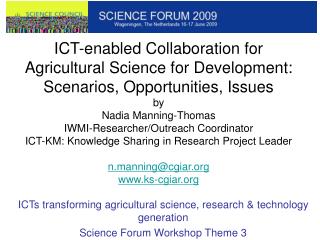 ICTs transforming agricultural science, research &amp; technology generation