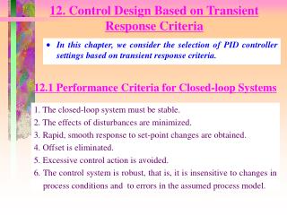 12. Control Design Based on Transient Response Criteria