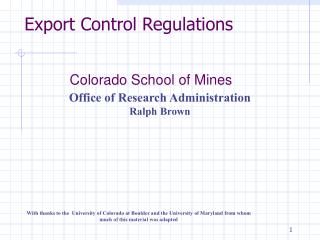 Export Control Regulations