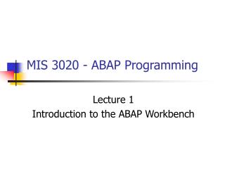 MIS 3020 - ABAP Programming