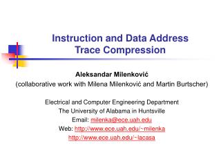 Instruction and Data Address Trace Compression