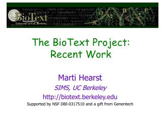 The BioText Project: Recent Work