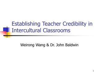 Establishing Teacher Credibility in Intercultural Classrooms