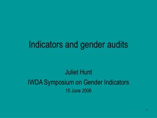 Indicators and gender audits