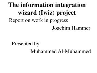 The information integration wizard (Iwiz) project