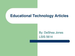 Educational Technology Articles