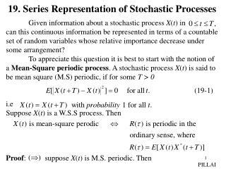 19. Series Representation of Stochastic Processes