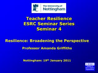 Teacher Resilience ESRC Seminar Series Seminar 4