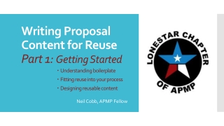 Writing Proposal Content for Reuse Part 1: Getting Started