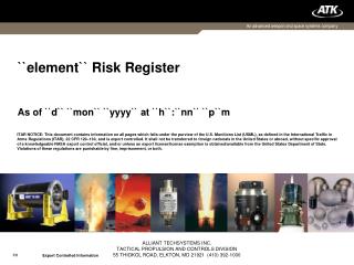 ``element`` Risk Register