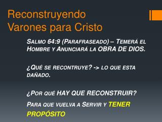 Reconstruyendo Varones para Cristo