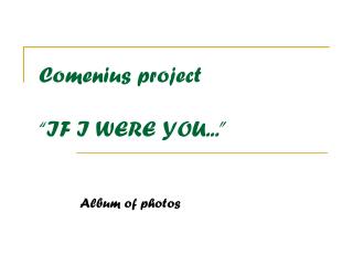 Comenius project “IF I WERE YOU...”