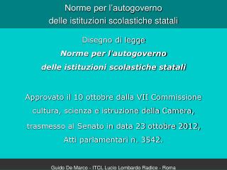 Norme per l’autogoverno delle istituzioni scolastiche statali