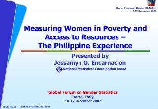 Measuring Women in Poverty and Access to Resources – The Philippine Experience