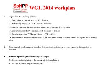 WG1. 2014 workplan