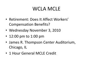 WCLA MCLE