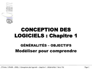 CONCEPTION DES LOGICIELS : Chapitre 1