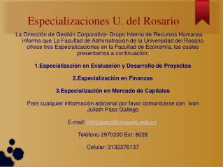 Especializaciones U. del Rosario