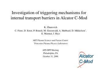 Investigation of triggering mechanisms for internal transport barriers in Alcator C-Mod