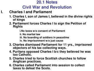 20.1 Notes Civil War and Revolution Charles I and Parliament