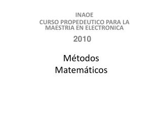 Métodos Matemáticos