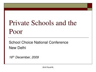 Private Schools and the Poor