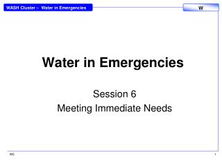 Water in Emergencies
