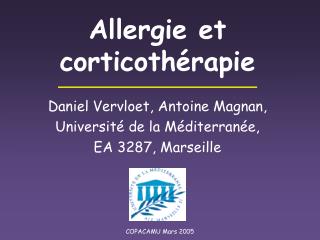 Allergie et corticothérapie