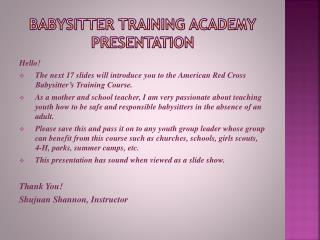 Babysitter Training Academy Presentation